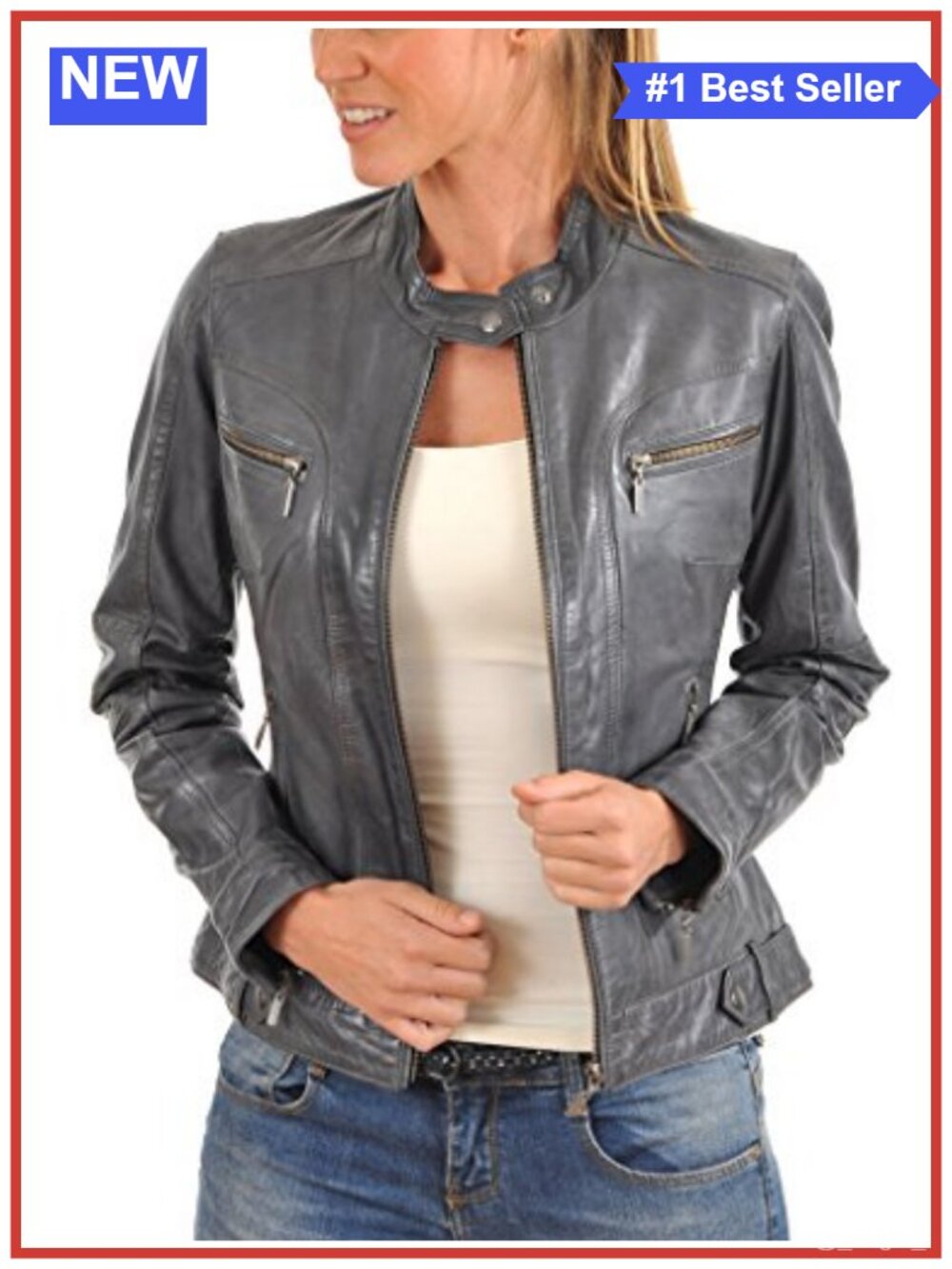 Women's Lambskin Leather Bomber Biker Jacket